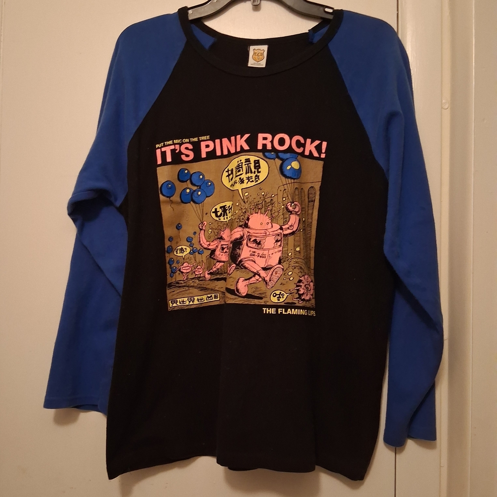 Vtg 2002 The Flaming Lips Yoshimi Battles Pink Robots Mic On Tree Raglan Shirt